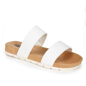 CLIFFS by White Mountain Women’s White Slip On Slides Strappy Sandals SI…